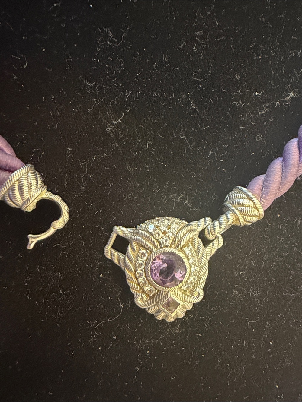 Purple Twisted Cord Necklace with Gem Accent - Women Jewelry - Picture 2 of 2